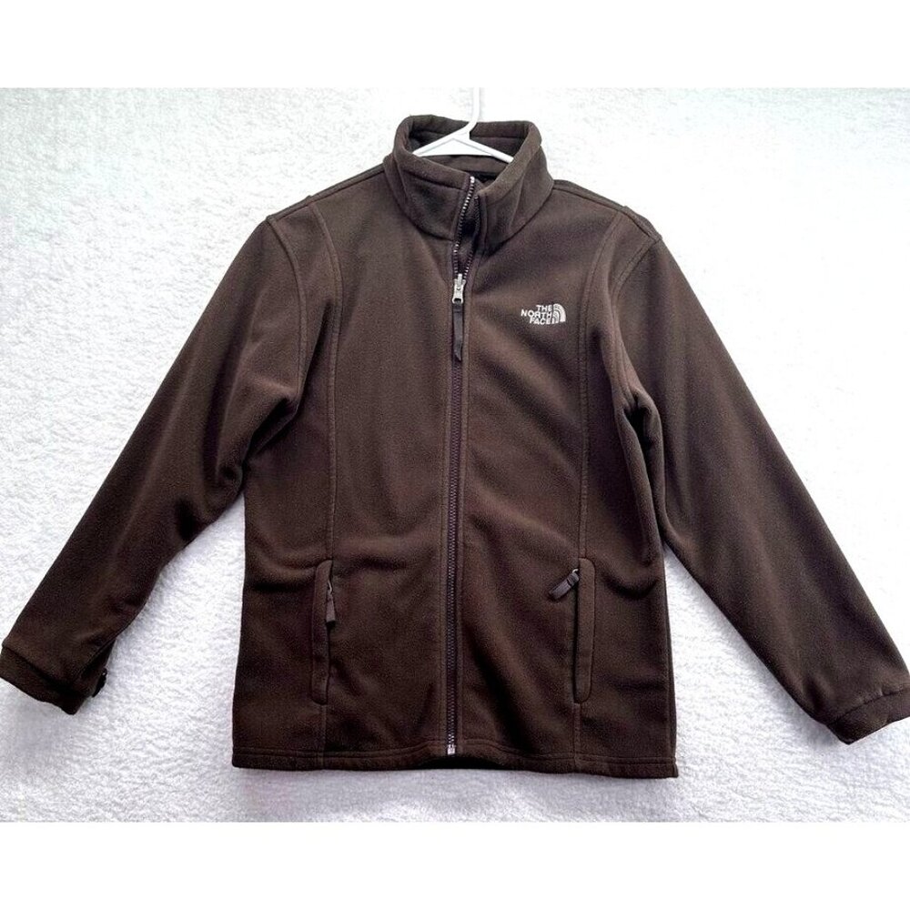 The North Face Girls Fleece Jacket Size Large Chocolate Brown Full Zip Pockets